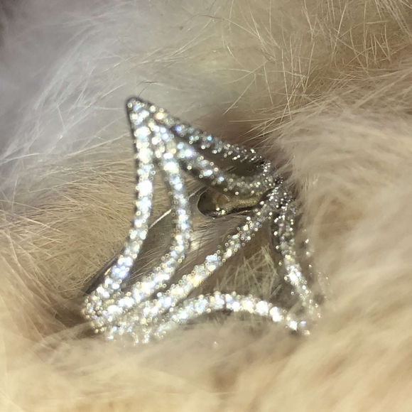 ABSTRACT DIAMOND RING STERLING SILVER - Picture 6 of 9